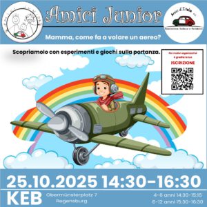 🧒🏽 Amici Junior: Mamma, come fa a volare un aereo? Scopriamolo con esperimenti e giochi sulla portanza. @ KEB