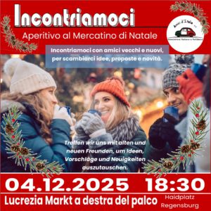 🍸 Incontriamoci: Aperitivo al mercatino di Natale @ Lucrezia Markt a destra del palco