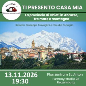 🇮🇹 Conferenza: TI PRESENTO CASA MIA: La Provincia di Chieti in Abruzzo, tra mare e montagna @ Pfarrzentrum St. Anton